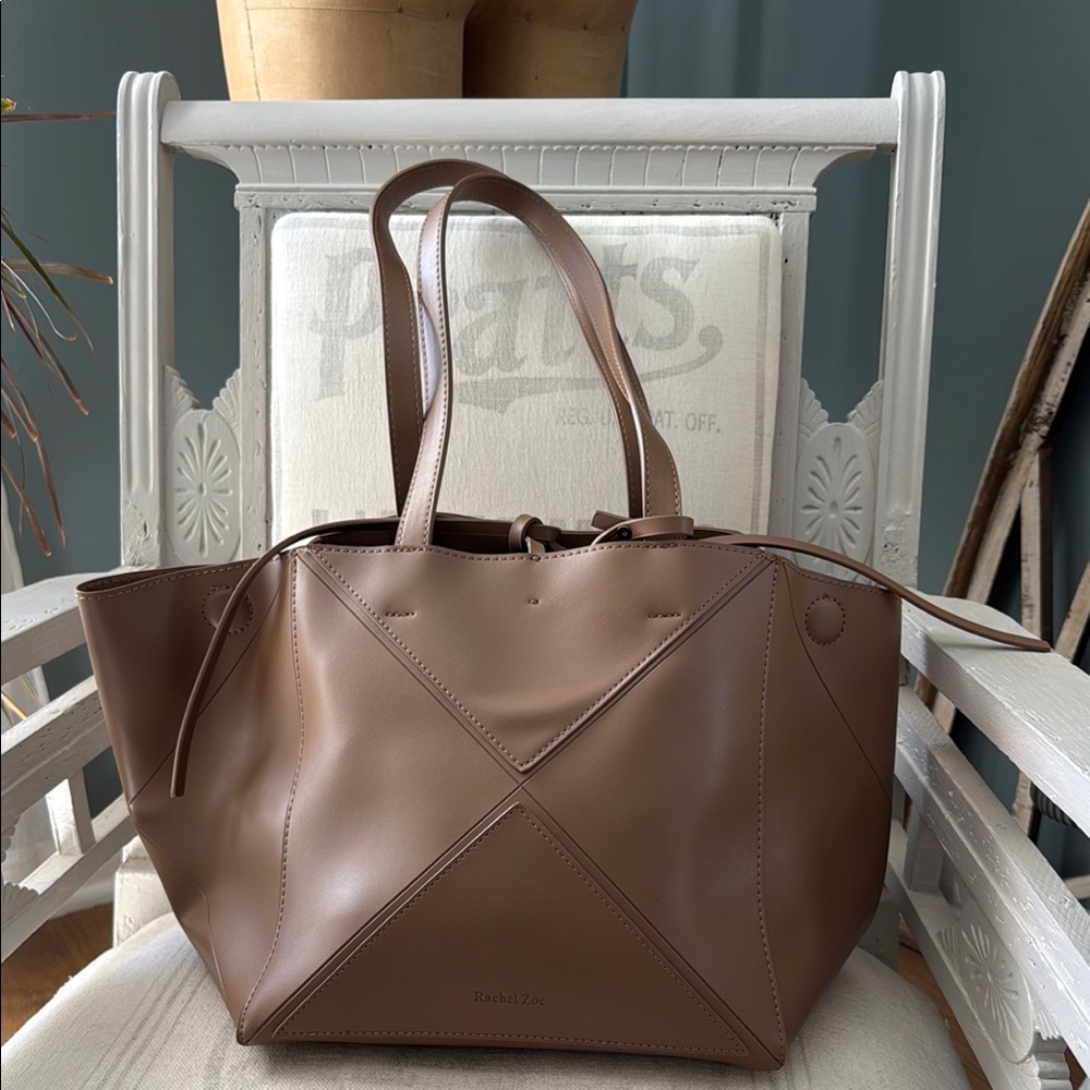 Rachel Zoe Brown Tote with Geometric Design